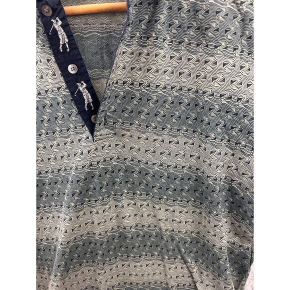 Bobby Jones Italy Golf Polo Shirt M – 100% Cotton Textured Knit Blue Pattern - Picture 5 of 8